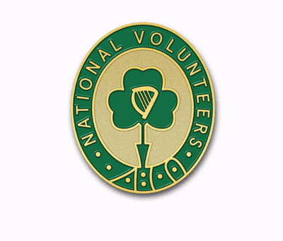 National Volunteers Shamrock Harp Enamel Pin Badge