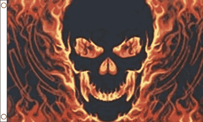 Skull with Fire Flag