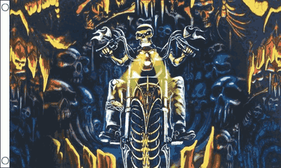 Skull with Motorcycle Flag