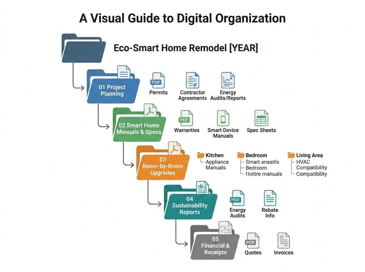 Room-by-room map highlighting key smart upgrades for kitchen, bedroom, and living room.