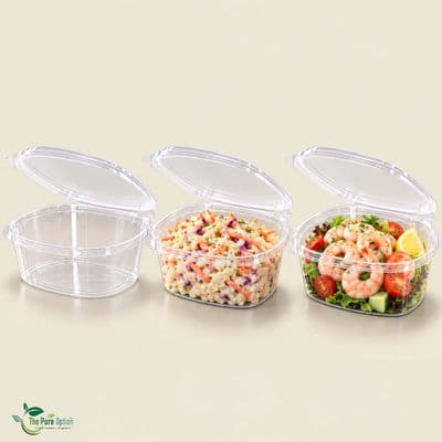12 oz Clear PLA Compostable Deli Container with Hinged Lid | Pack of 50