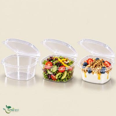 16 oz Clear PLA Compostable Deli Container with Hinged Lid | Pack of 50