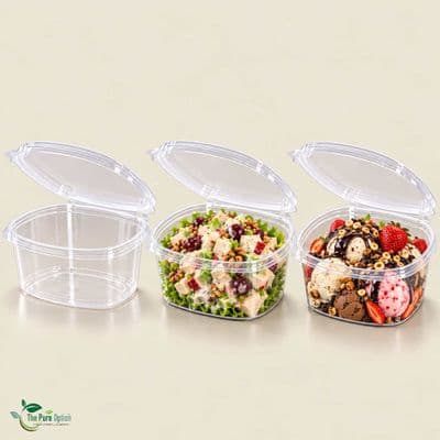 32 oz Clear PLA Compostable Deli Container with Hinged Lid | Pack of 50