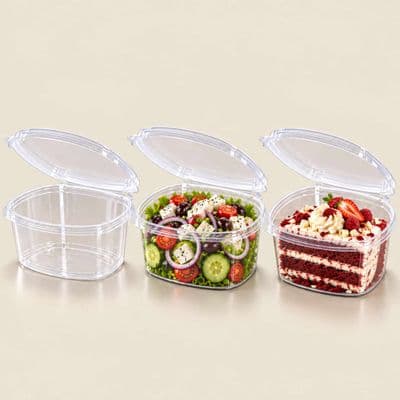 48 oz Clear PLA Compostable Deli Container with Hinged Lid | Pack of 50