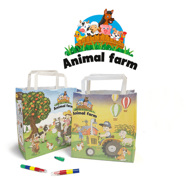 Animal Farm Biodegradable Party Bags & Crayons 8x3