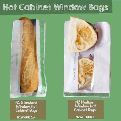 Biodegradable Compostable Glassine & Natureflex Hot Food Bags (Choose a Size)