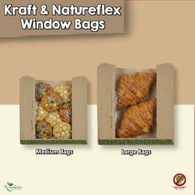 Biodegradable Compostable Kraft Food Bags & Natureflex Window | Bulk