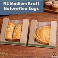 Biodegradable Compostable Kraft Food Bags & Natureflex Window | Made by Vegware
