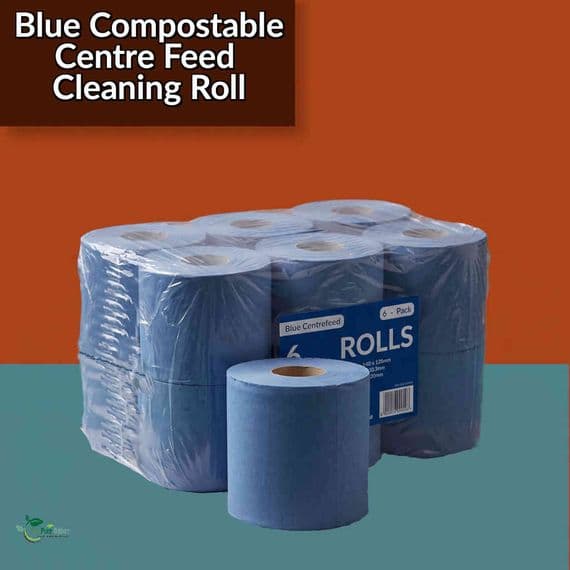 Blue Compostable Biodegradable 2 ply Centrefeed Roll | 8x6