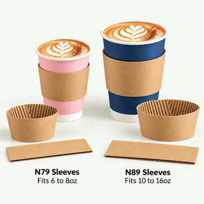 Cardboard Biodegradable Compostable Coffee Cup Holder Sleeves | Choose a Size