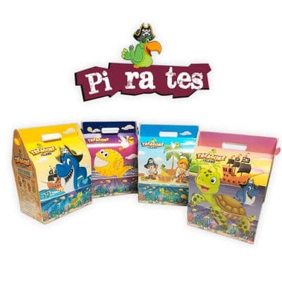 Cardboard Compostable Biodegradable Pirates Birthday Party Gift Boxes x 10