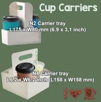 Cardboard Compostable Handled Cup Carrier Trays | 1 to 4 Cups