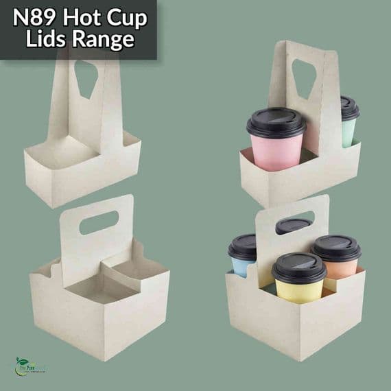 Cardboard Compostable Handled Cup Carrier Trays | 1 to 4 Cups