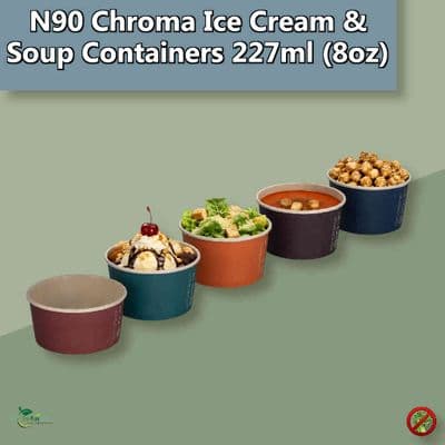 Chroma Compostable Cardboard Ice Cream & Soup Containers | 8oz (227ml) | Box of 1000