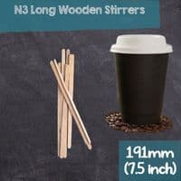 Compostable Biodegradable Disposable Wooden Stirrer Sticks (Choose a Size)