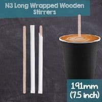 Compostable Biodegradable Disposable Wooden Stirrer Sticks (Choose a Size)