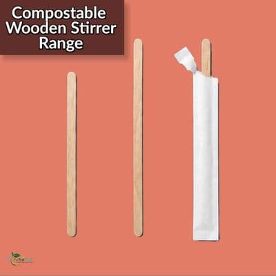 Compostable Biodegradable Disposable Wooden Stirrer Sticks | Packs of 500 to 1000