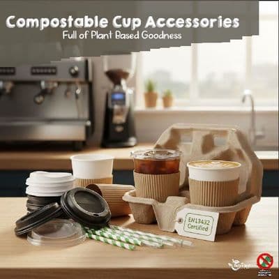 Compostable Cup Accessories | Sustainable Lids, Straws, Sleeves & Carriers
