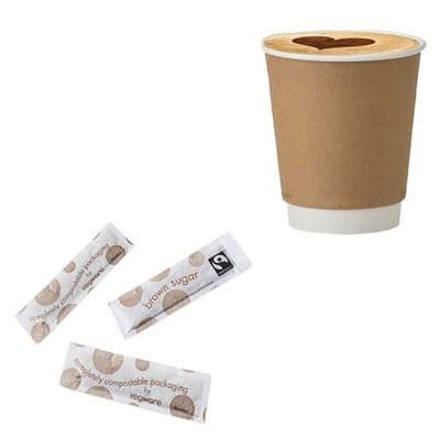 Compostable Fairtrade Brown Sugar Sticks  x 1000