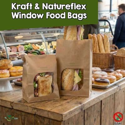 Compostable Heat Seal Sandwich Bags with NatureFlex Window | Bulk
