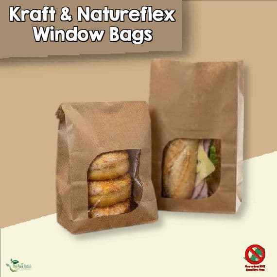 Compostable Heat Seal Sandwich & Food Bags with NatureFlex Window