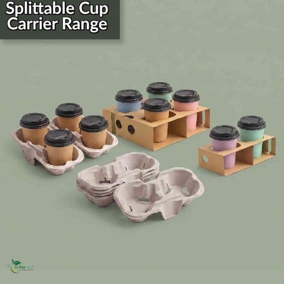 Compostable Splittable Cup Carrier Trays | 1 to 4 Cups