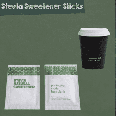 Compostable Stevia Sweetener Sachets | Natural Plant-Based Sweetener Sticks | Eco-Friendly & Vegan