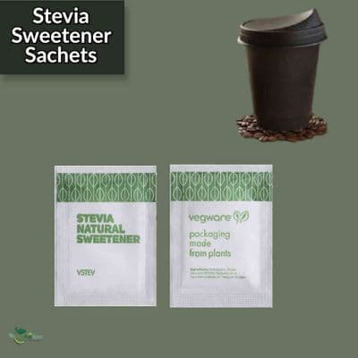 Compostable Stevia Sweetener Sachets | Plant-Based Sweetener Sticks | Vegan Safe