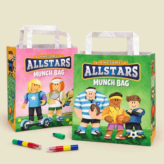Eco Friendly Compostable AllStar Sport Kids Party Bags with Crayons | Pack of 10