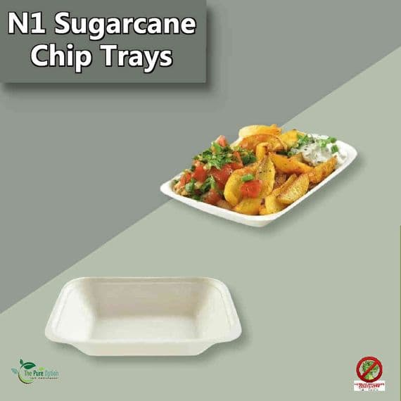 Eco-Friendly Fibre Chip Trays | 100% Compostable & Plastic-Free Sugarcane Fish & Chip Trays | Simply White Molded Takeaway Food Trays