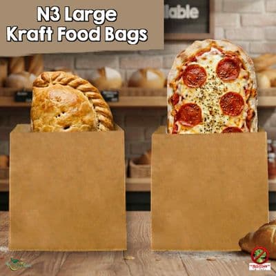 Eco-Friendly Kraft Paper Bakery Bags | 100% Home Compostable| Large