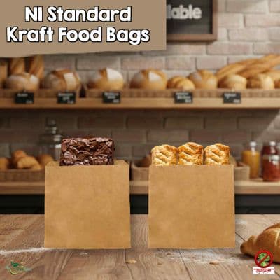 Eco-Friendly Kraft Paper Bakery Bags | 100% Home Compostable | Standard