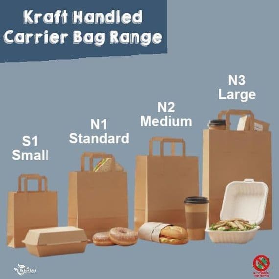Eco-Friendly Kraft Handled Carrier Bags | Compostable Takeaway Bags