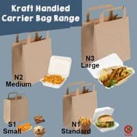 Eco-Friendly Kraft Handled Carrier Bags | Compostable Takeaway Bags
