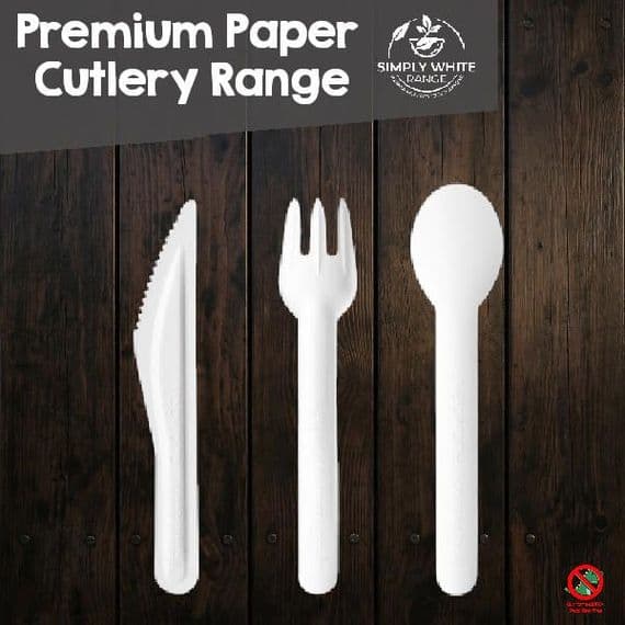 Paper Biodegradable Cutlery | 50 Pack Eco-Friendly Utensils