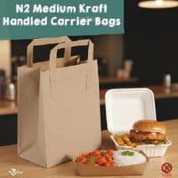Eco-Friendly Kraft Handled Carrier Bags | Compostable Takeaway Bags