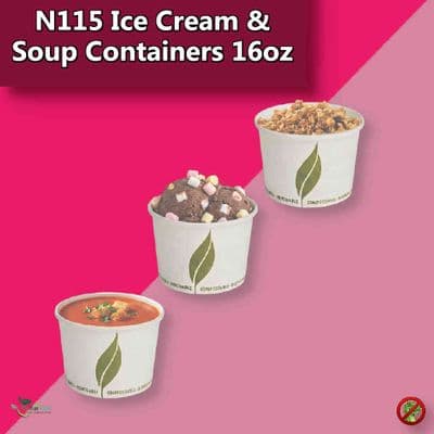Enviroware Biodegradable Compostable Ice Cream & Soup Containers | 16oz | Pack of 25