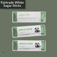 Fairtrade Biodegradable Compostable Disposable Sugar Sticks | White or Brown