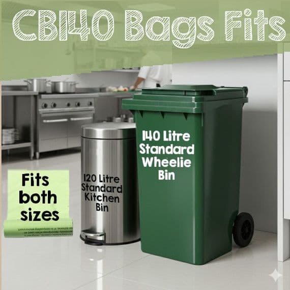 Heavy-Duty Biodegradable & Compostable Bin Liner Bags | 100L – 140 Litre Bins