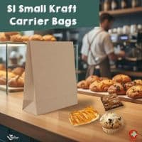 Heavy Duty Kraft Paper Carrier Food Bags | 100% Compostable & Reyclable | Bulk