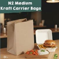 Heavy Duty Kraft Paper Carrier Food Bags | 100% Compostable & Reyclable | Bulk