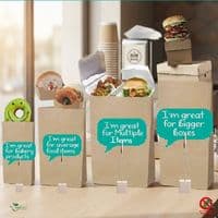 Heavy Duty Large Kraft Paper Carrier Food Bags | 100% Compostable & Reyclable
