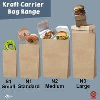 Heavy Duty Large Kraft Paper Carrier Food Bags | 100% Compostable & Reyclable