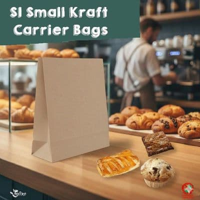 Heavy Duty Small Kraft Paper Carrier Food Bags | 100% Compostable & Reyclable