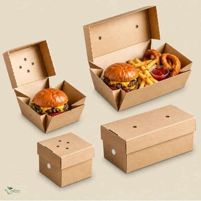 Kraft Biodegradable & Compostable Food Tray Boxes | Eco-Friendly | Pack of 25