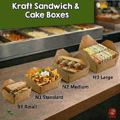Kraft Biodegradable Compostable Sandwich & Cake Boxes | Leakproof | Bulk