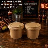 Kraft Compostable Food Portion Pots (Box of 2,000) | Eco-Friendly Paperboard Sample & Dip Cups | Plastic-Free Sauce Containers