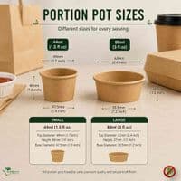 Kraft Compostable Food Portion Pots (Box of 2,000) | Eco-Friendly Paperboard Sample & Dip Cups | Plastic-Free Sauce Containers