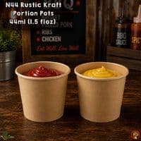 Kraft Compostable Food Portion Pots (Box of 2,000) | Eco-Friendly Paperboard Sample & Dip Cups | Plastic-Free Sauce Containers