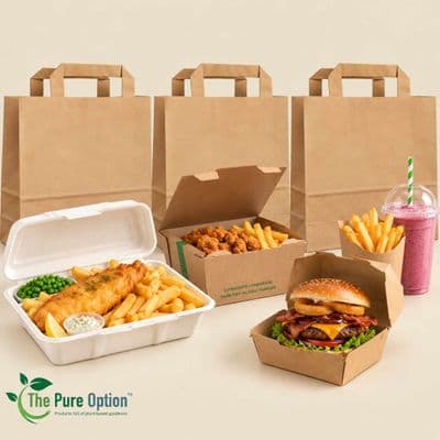 Large Compostable Kraft Paper Carrier Bags with Handles